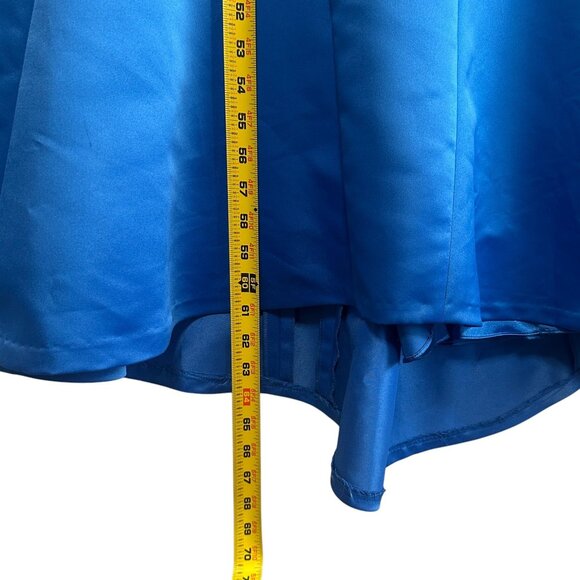 Jovani Blue Satin Sleeveless Rhinestone U Back Mermaid Trumpet Long Dress Sz 10 - Picture 14 of 15